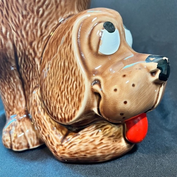 Vintage McCoy Thinking Dog Cookie Jar 0272 USA Brown Puppy Retro Kitchen Pottery - Picture 7 of 15